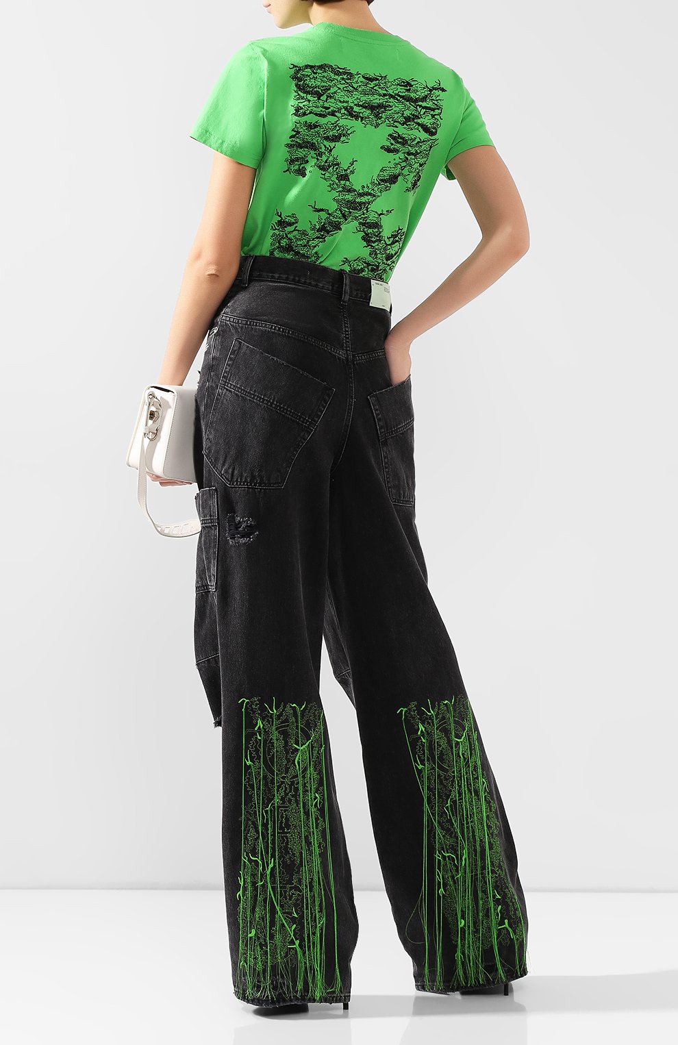 Джинсы свободного кроя OFF-WHITE темно-серого цвета по цене 89950 руб., арт. 0WYA011F197740647540, фото 2 Джинсы свободного кроя OFF-WHITE, арт. 0WYA011F197740647540, фото 2