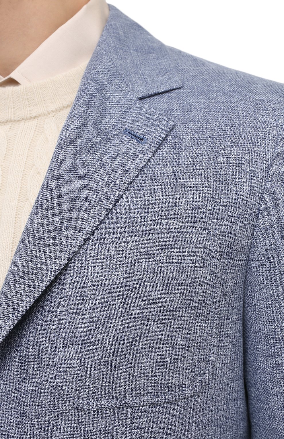 Пиджак изо льна и шерсти BRUNELLO CUCINELLI голубого цвета по цене 342000 руб., арт. MD4957BND, фото 5 Пиджак изо льна и шерсти BRUNELLO CUCINELLI, арт. MD4957BND, фото 5