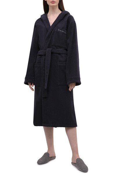 Хлопковый халат GIORGIO ARMANI темно-синего цвета по цене 59500 руб., арт. 200359/CC943, фото 2 Хлопковый халат GIORGIO ARMANI, арт. 200359/CC943, фото 2