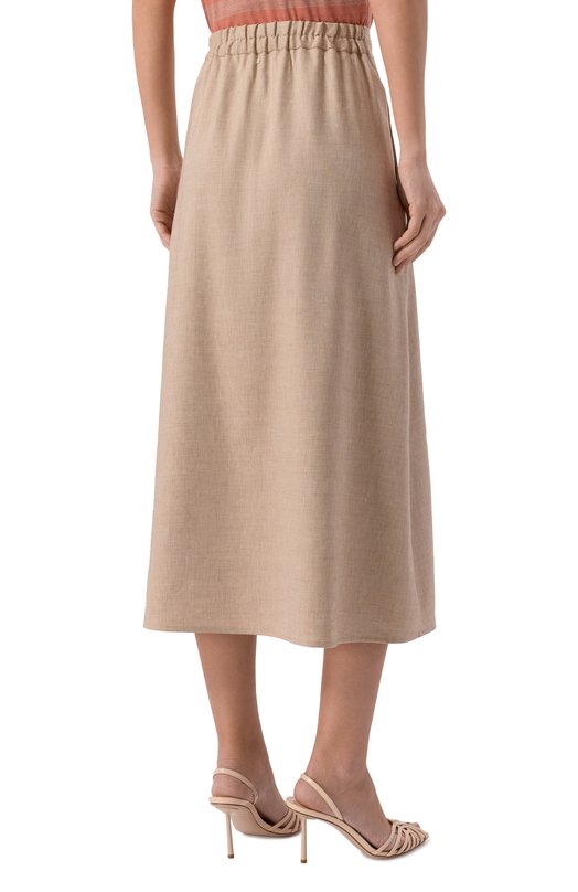 Юбка изо льна и вискозы Lorena Antoniazzi P2639G030A/5154 Бежевый  P2639G030A/5154 Фото 4