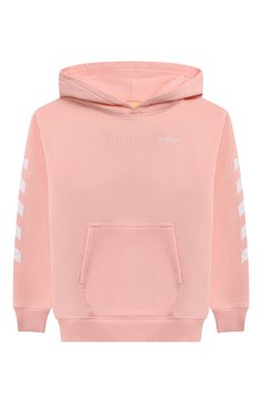 Детский хлопковое худи OFF-WHITE розового цвета, арт. 0GBB002F23FLE001 | Фото 1 (Рукава: Длинные; Материал сплава: Проставлено; Материал внешний: Хлопок; Драгоценные камни: Проставлено; Девочки Кросс-КТ: Худи-одежда)