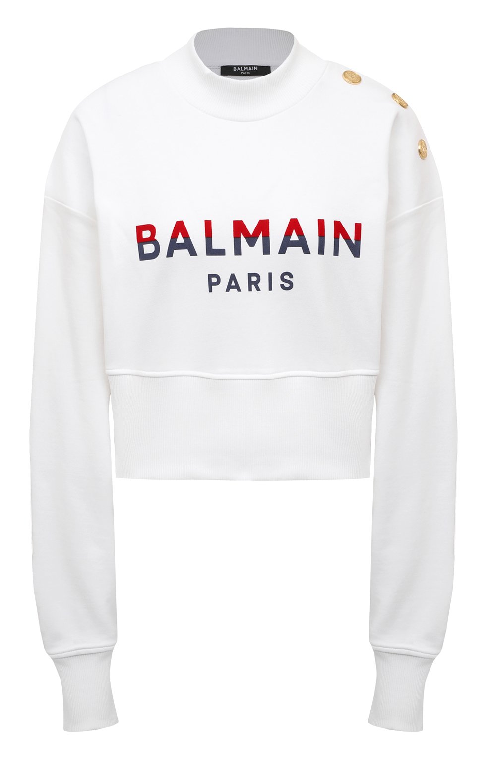 Хлопковый свитшот BALMAIN белого цвета по цене 79150 руб., арт. BF1J0040/BC46, фото 1 Хлопковый свитшот BALMAIN, арт. BF1J0040/BC46, фото 1