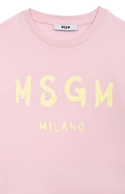 Хлопковая футболка MSGM KIDS розового цвета по цене 4695 руб., арт. S6MSJUTH001, фото 3 Хлопковая футболка MSGM KIDS, арт. S6MSJUTH001, фото 3