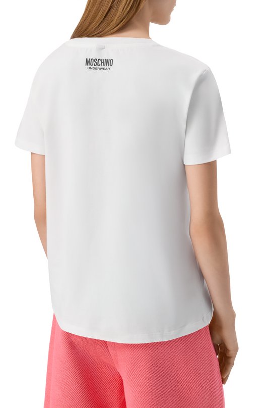 Хлопковая футболка Moschino V0704/4410 Белый  V0704/4410 Фото 4