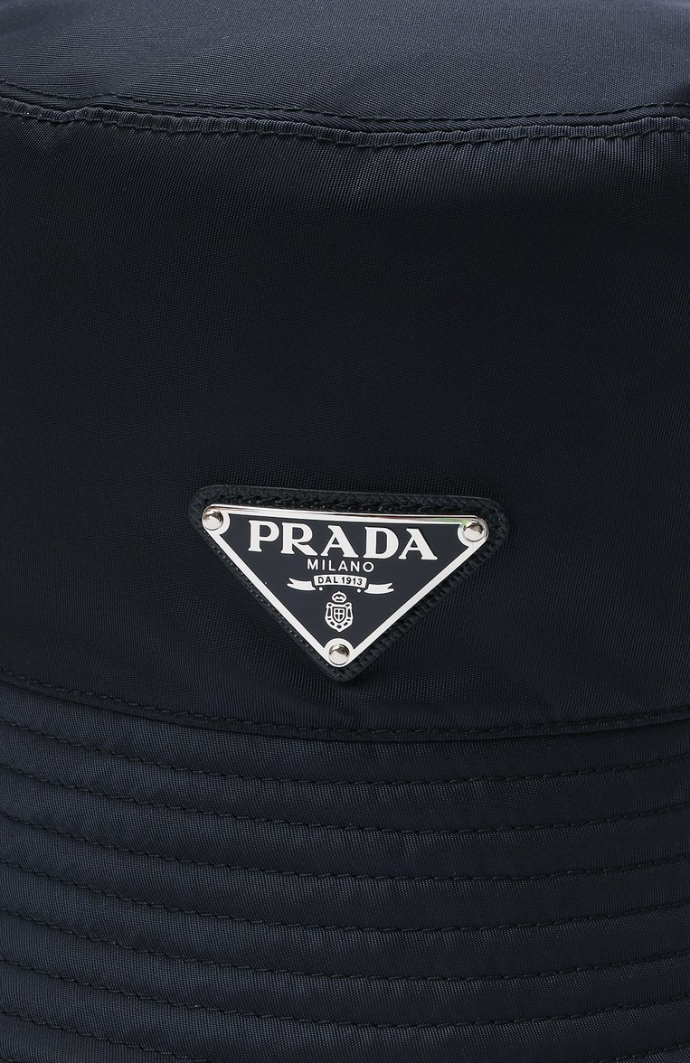 Мужская панама PRADA темно-синего цвета, арт. 2HC137-2DMI-F0008 | Фото 4 (Материал: Текстиль, Синтетический матер�иал; Материал сплава: Проставлено; Нос: Не проставлено)