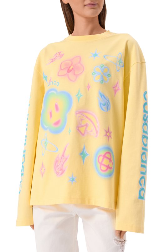 Хлопковый лонгслив Casablanca M-SP26-JTS-062-01 Жёлтый  M-SP26-JTS-062-01 Фото 3