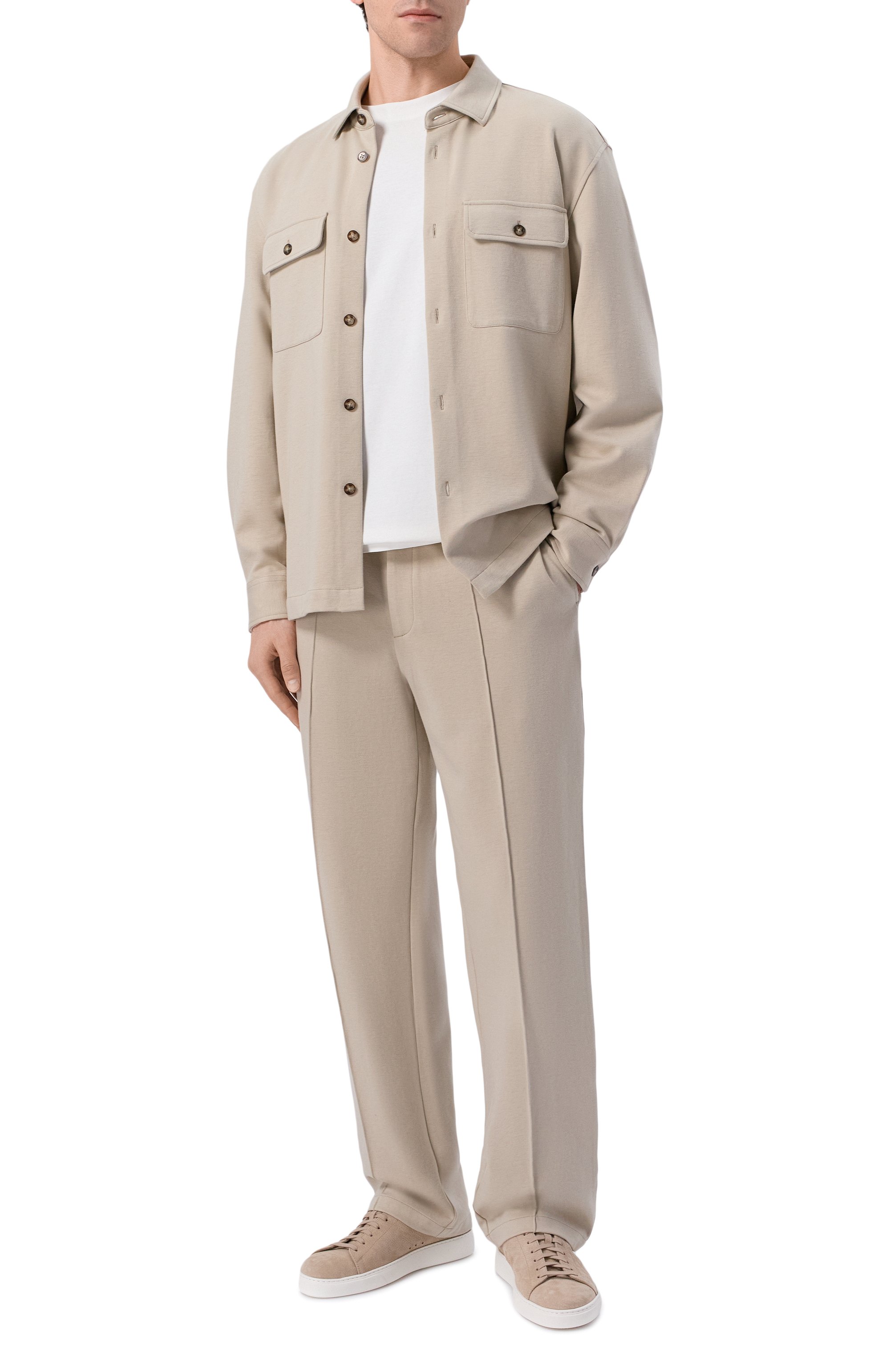 Хлопковые брюки 12 STOREEZ бежевого цвета по цене 18000 руб., арт. 136583, фото 2 Хлопковые брюки 12 STOREEZ, арт. 136583, фото 2