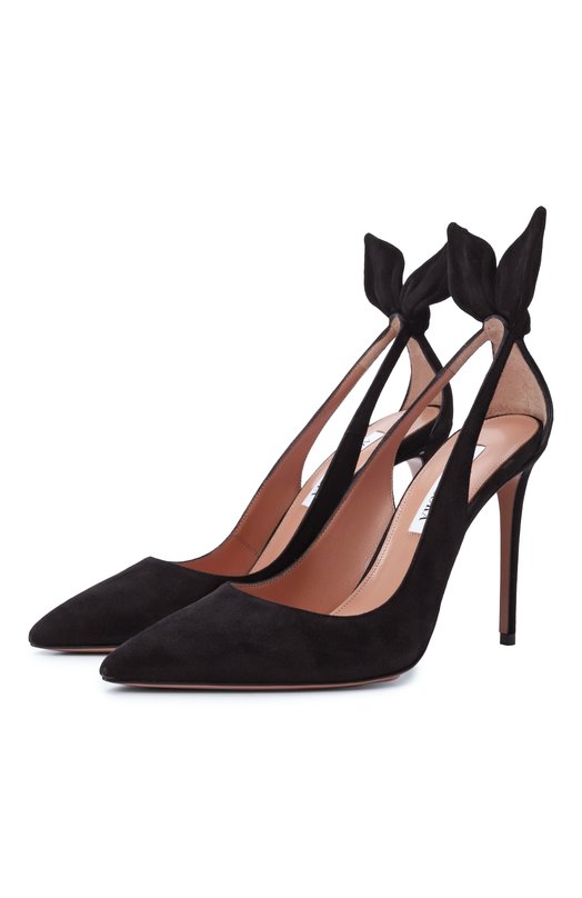 Замшевые туфли Bow Tie 105 Aquazzura DENHIGP0-SUE-F00 Чёрный DENHIGP0-SUE-F00