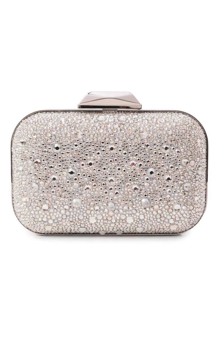 Женский клатч cloud JIMMY CHOO серебряного цвета, арт. CL0UD/EXC | Фото 6 (Драгоценные камни: Проставлено; Материал сплава: Проставлено; Размер: mini; Материал: Текстиль; Женское Кросс-КТ: Клатч-клатчи, Вечерняя сумка)