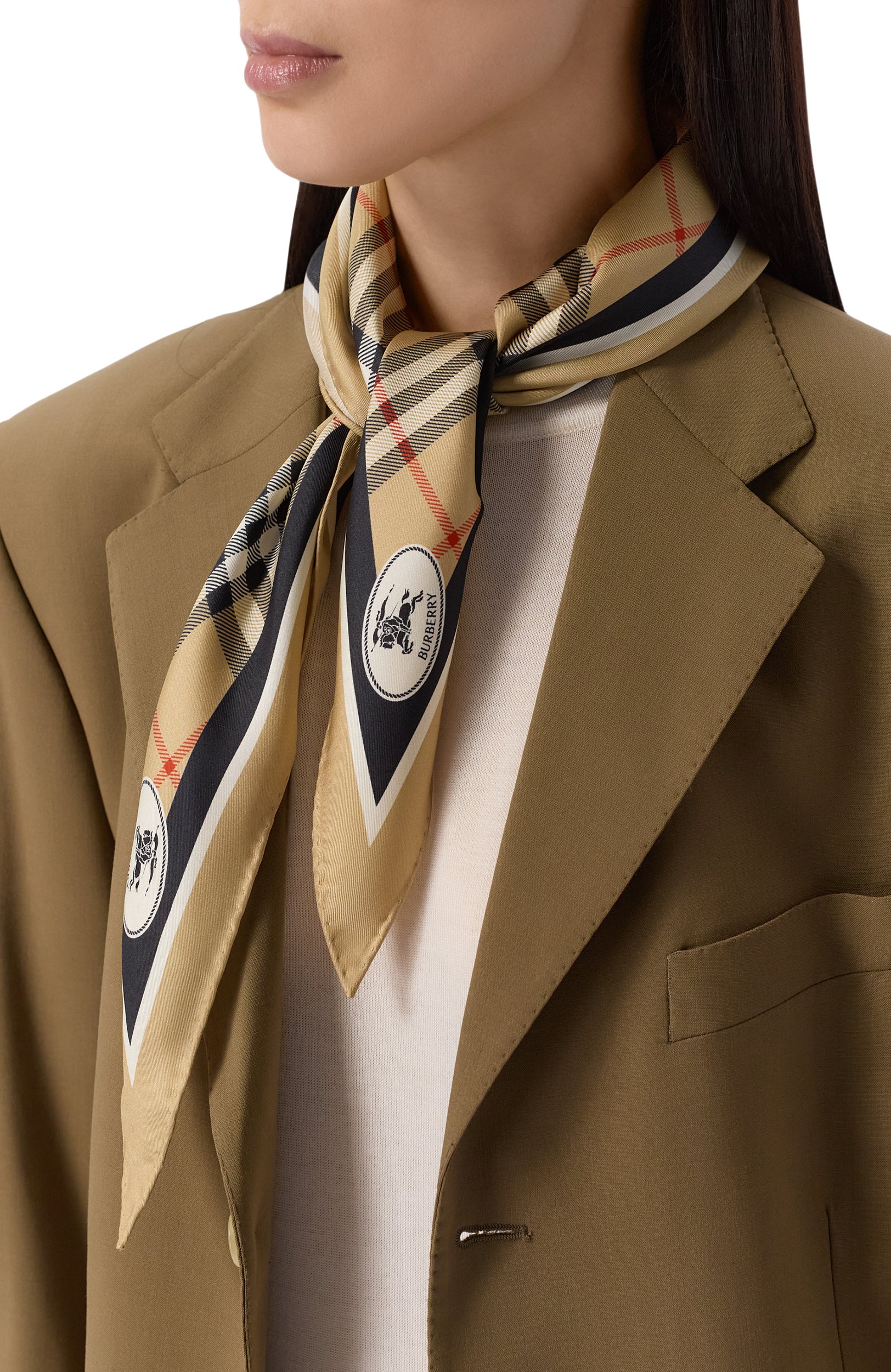 Шелковый платок BURBERRY бежевого цвета по цене 36950 руб., арт. 8127030, фото 2 Шелковый платок BURBERRY, арт. 8127030, фото 2