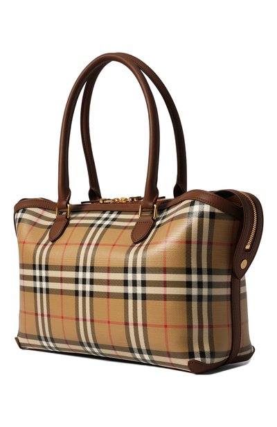 Сумка-тоут check zip small BURBERRY бежевого цвета по цене 199500 руб., арт. 8129048, фото 4 Сумка-тоут check zip small BURBERRY, арт. 8129048, фото 4