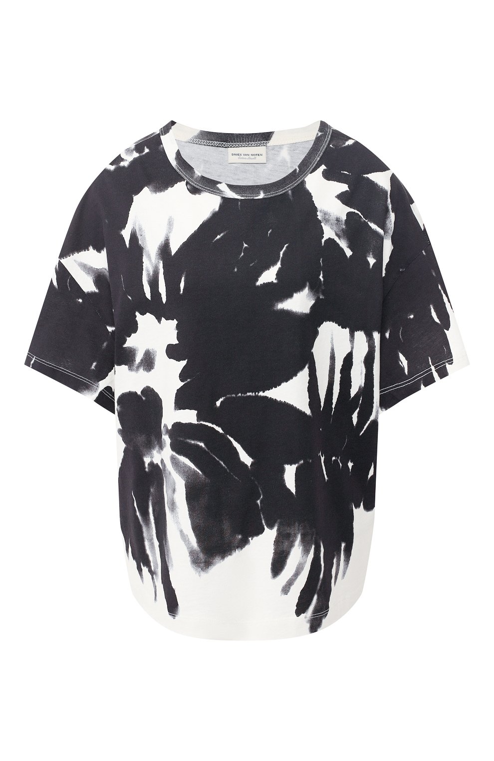 Хлопковая футболка DRIES VAN NOTEN черного цвета по цене 16700 руб., арт. 191-31117-7616, фото 1 Хлопковая футболка DRIES VAN NOTEN, арт. 191-31117-7616, фото 1