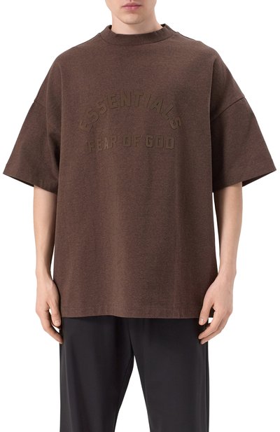 Хлопковая футболка FEAR OF GOD темно-коричневого цвета по цене 13950 руб., арт. 125SU242002F-M-353, фото 3 Хлопковая футболка FEAR OF GOD, арт. 125SU242002F-M-353, фото 3