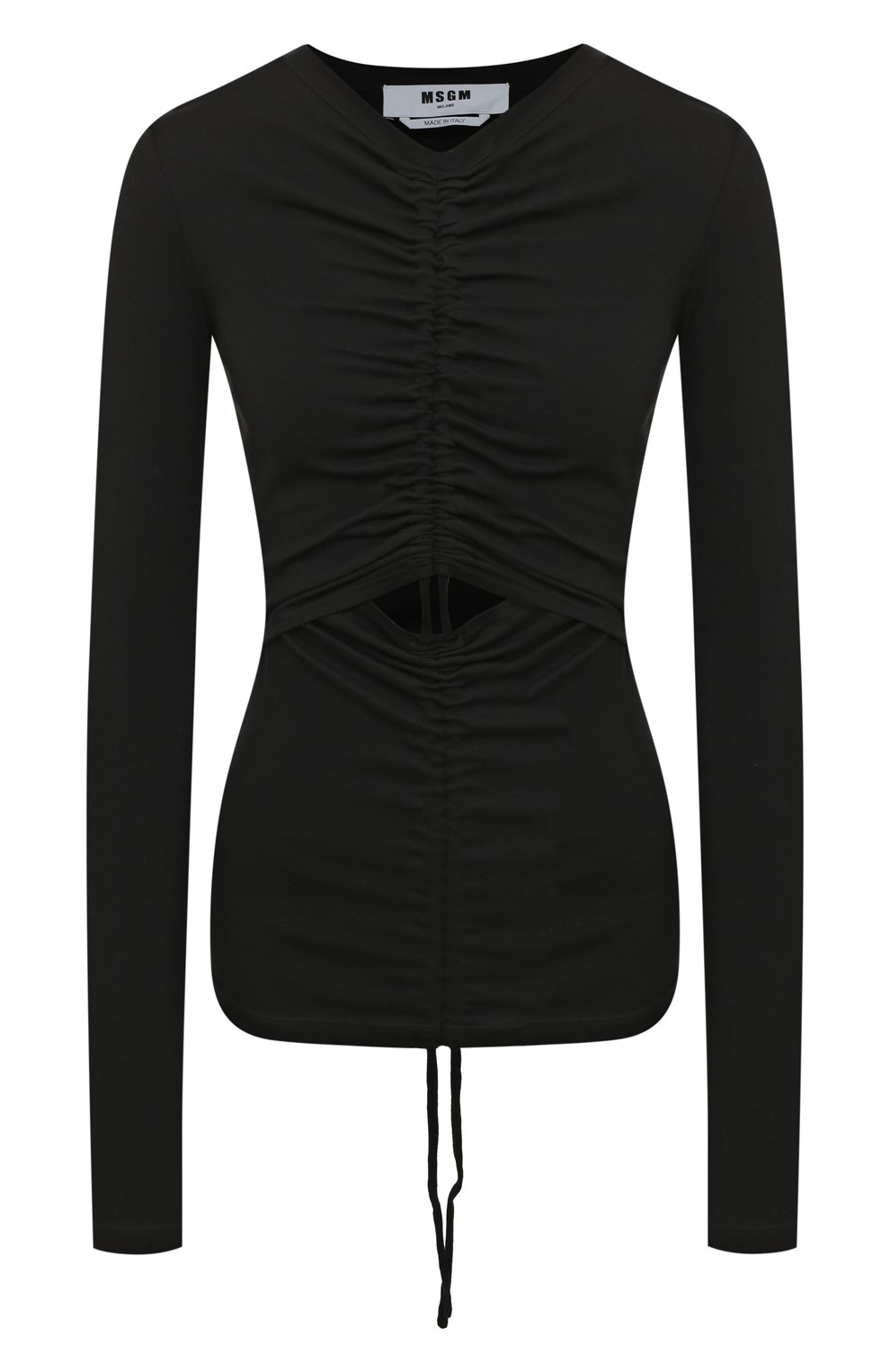 Хлопковый топ MSGM черного цвета по цене 23350 руб., арт. 3341MDM64X 227624, фото 1 Хлопковый топ MSGM, арт. 3341MDM64X 227624, фото 1
