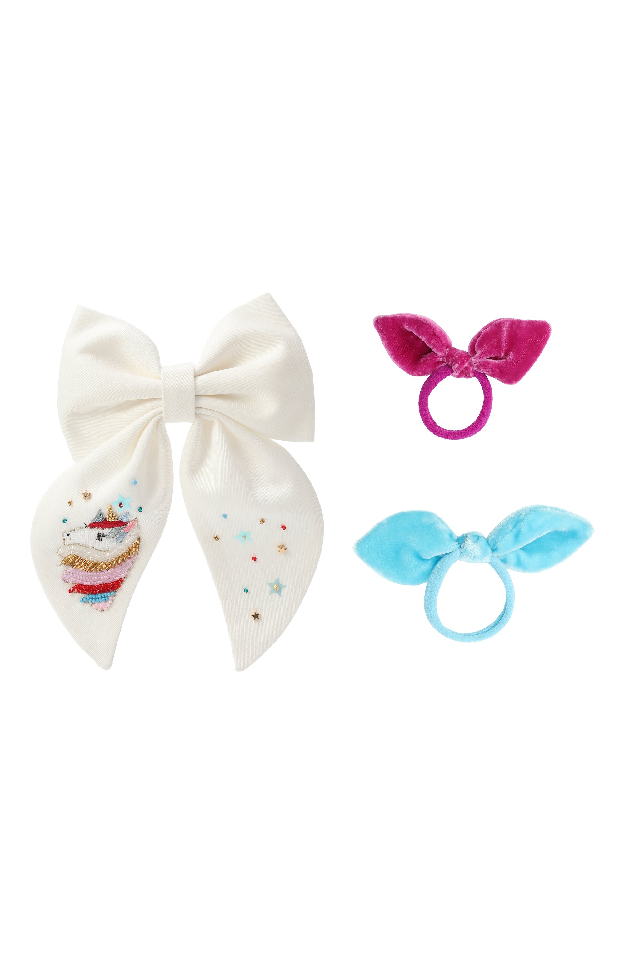 Комплект из трех бантов PINK.OLIVKA разноцветного цвета по цене 12560 руб., арт. PO-70139, фото 1 Комплект из трех бантов PINK.OLIVKA, арт. PO-70139, фото 1