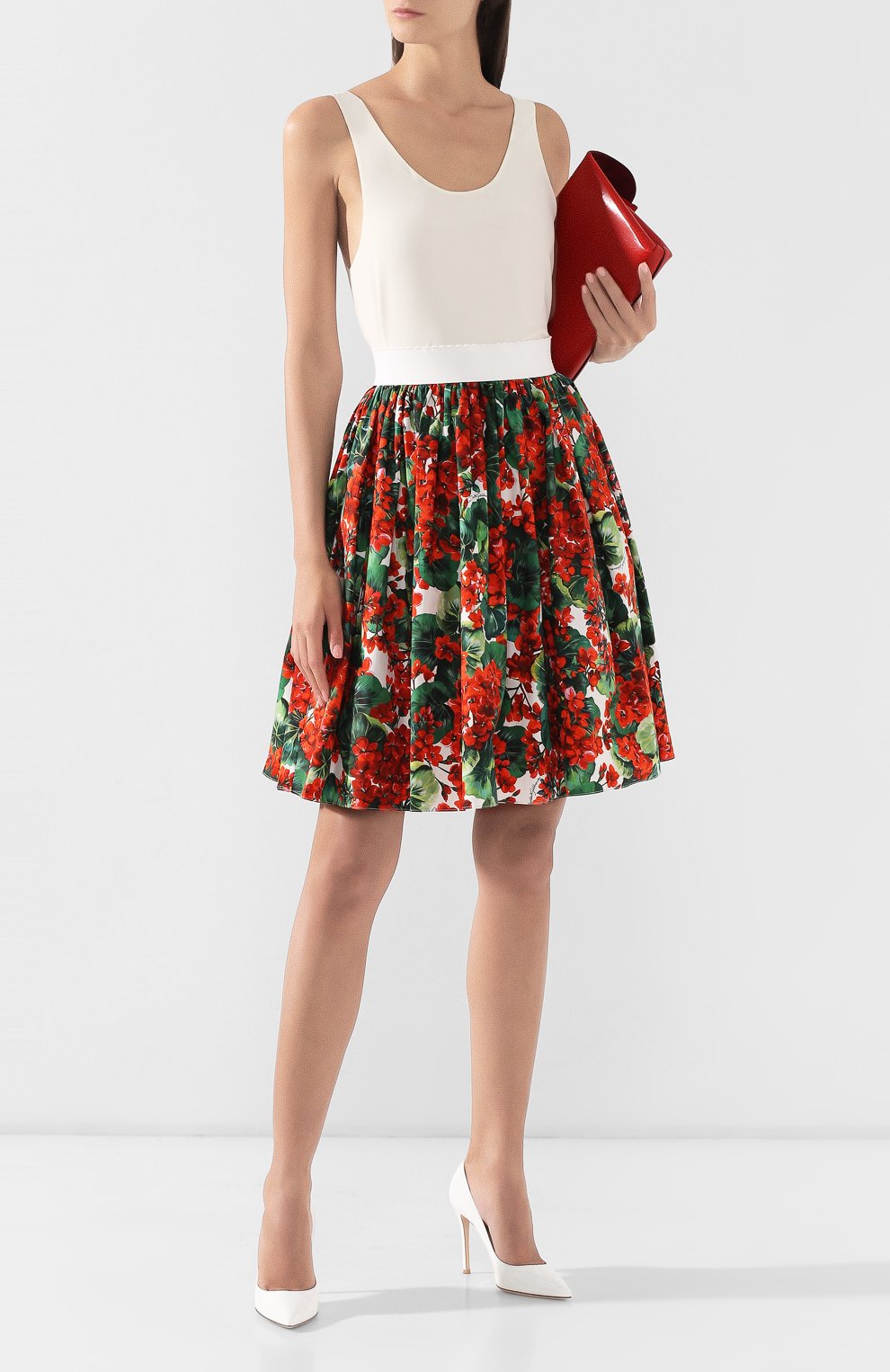 Хлопковая юбка DOLCE & GABBANA красного цвета по цене 67950 руб., арт. F4B00T/HS5CL, фото 2 Хлопковая юбка DOLCE & GABBANA, арт. F4B00T/HS5CL, фото 2