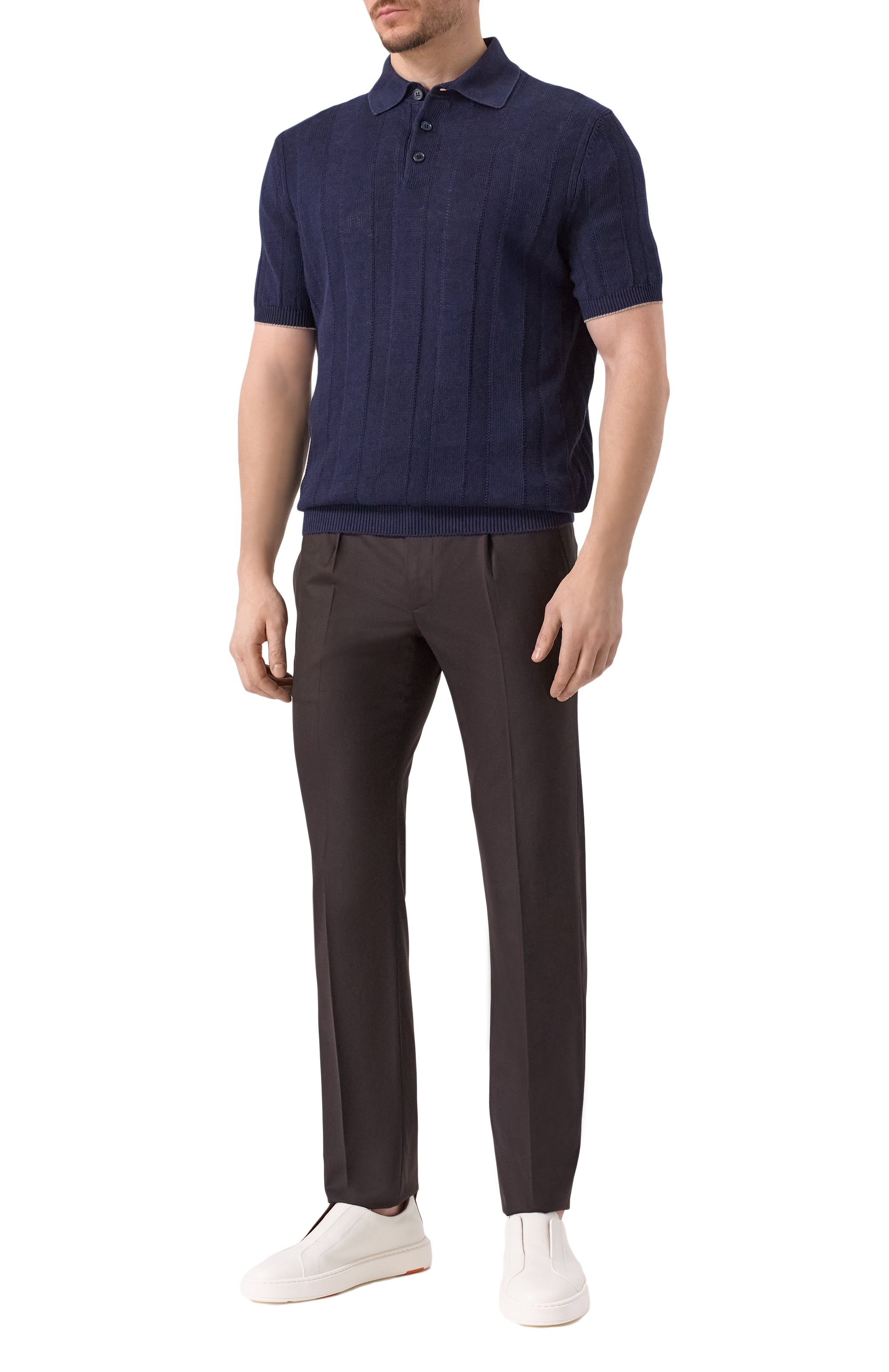 Поло изо льна и хлопка BRUNELLO CUCINELLI, арт. M2L707815, фото 2