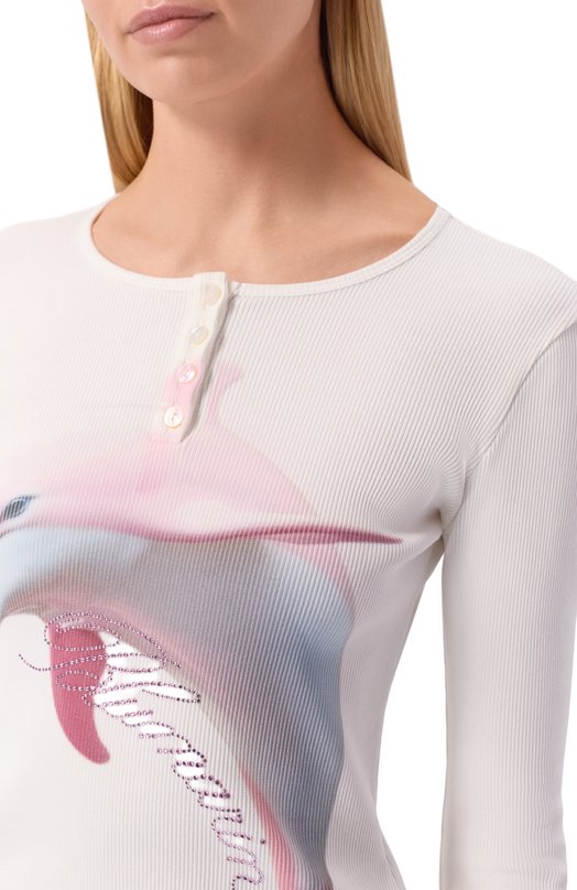 Хлопковый пуловер Blumarine 2T122A Белый  2T122A Фото 5