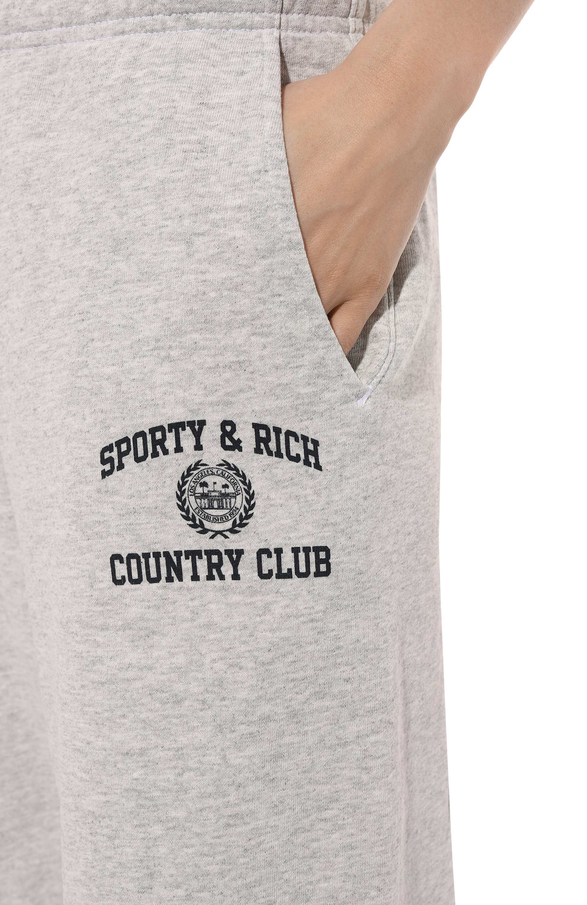 Хлопковые джоггеры SPORTY AND RICH серого цвета по цене 24750 руб., арт. PA036516218GY03, фото 5 Хлопковые джоггеры SPORTY AND RICH, арт. PA036516218GY03, фото 5