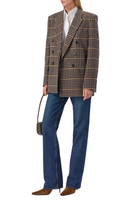 Шерстяной жакет Saint Laurent 837047/Y3J60 Коричневый  837047/Y3J60 Фото 2