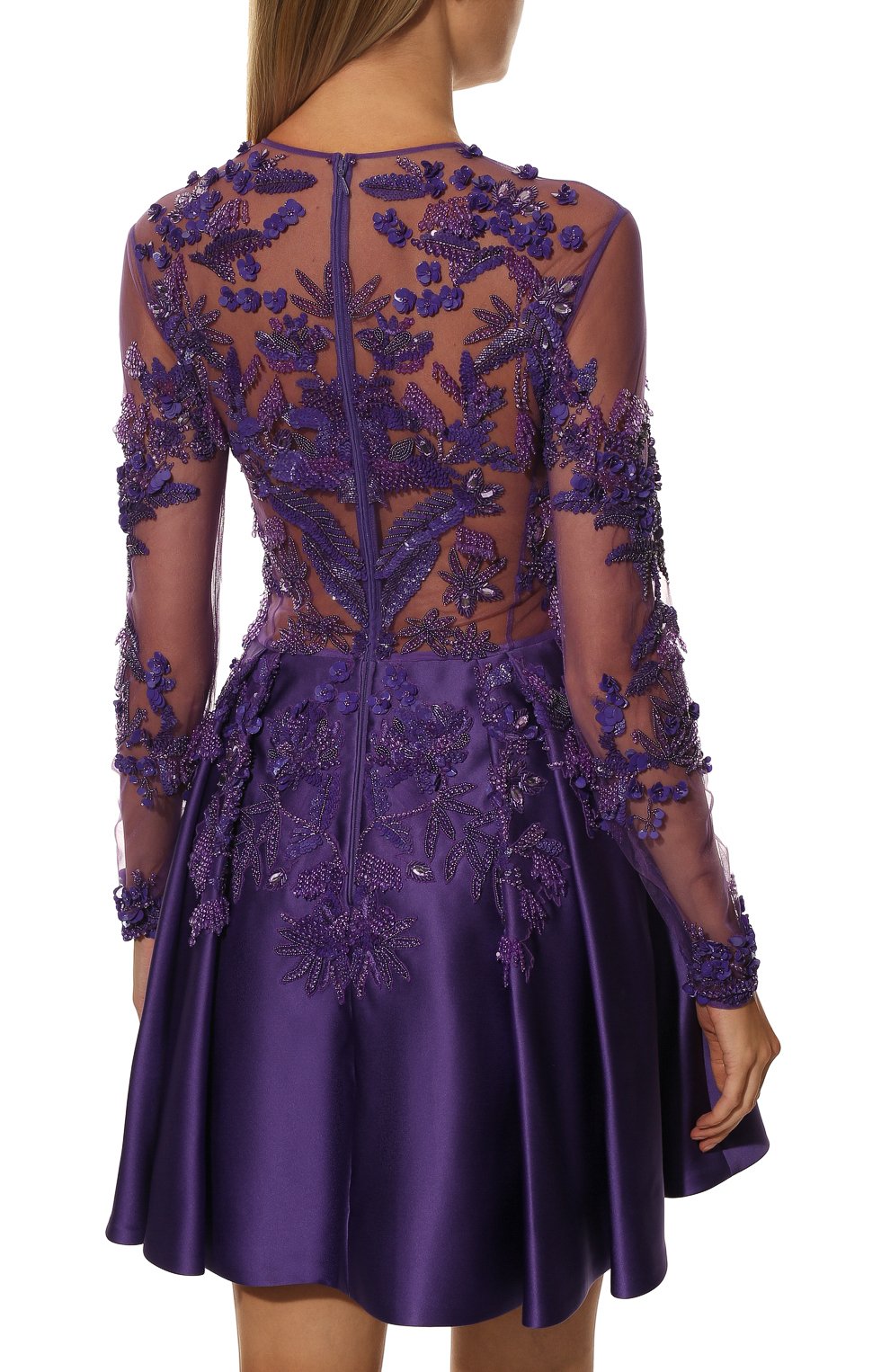 Атласное платье с отделкой пайетками ZUHAIR MURAD, арт. RDPF17-019-DS, фото 4