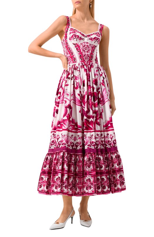 Хлопковое платье Dolce & Gabbana F6AEIT/HH5A1 Розовый  F6AEIT/HH5A1 Фото 3