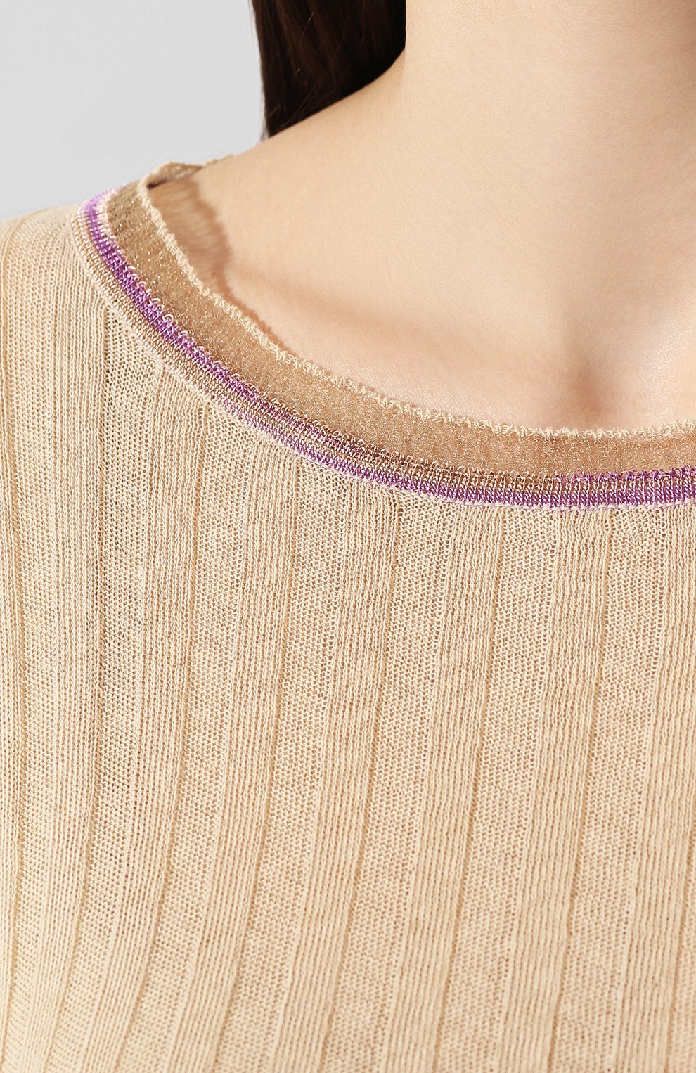 Хлопковый пуловер M MISSONI бежевого цвета по цене 17600 руб., арт. 2DN00039/2K000H, фото 5 Хлопковый пуловер M MISSONI, арт. 2DN00039/2K000H, фото 5