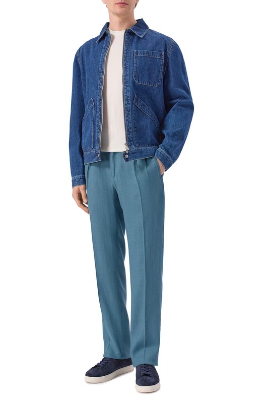 Льняные брюки Kiton UPN01H09690 Голубой  UPN01H09690 Фото 2