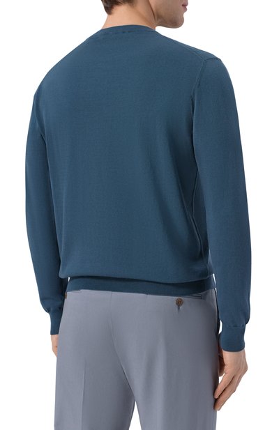 Хлопковый джемпер CORNELIANI темно-бирюзового цвета по цене 58850 руб., арт. 27M58A/2725109, фото 4 Хлопковый джемпер CORNELIANI, арт. 27M58A/2725109, фото 4