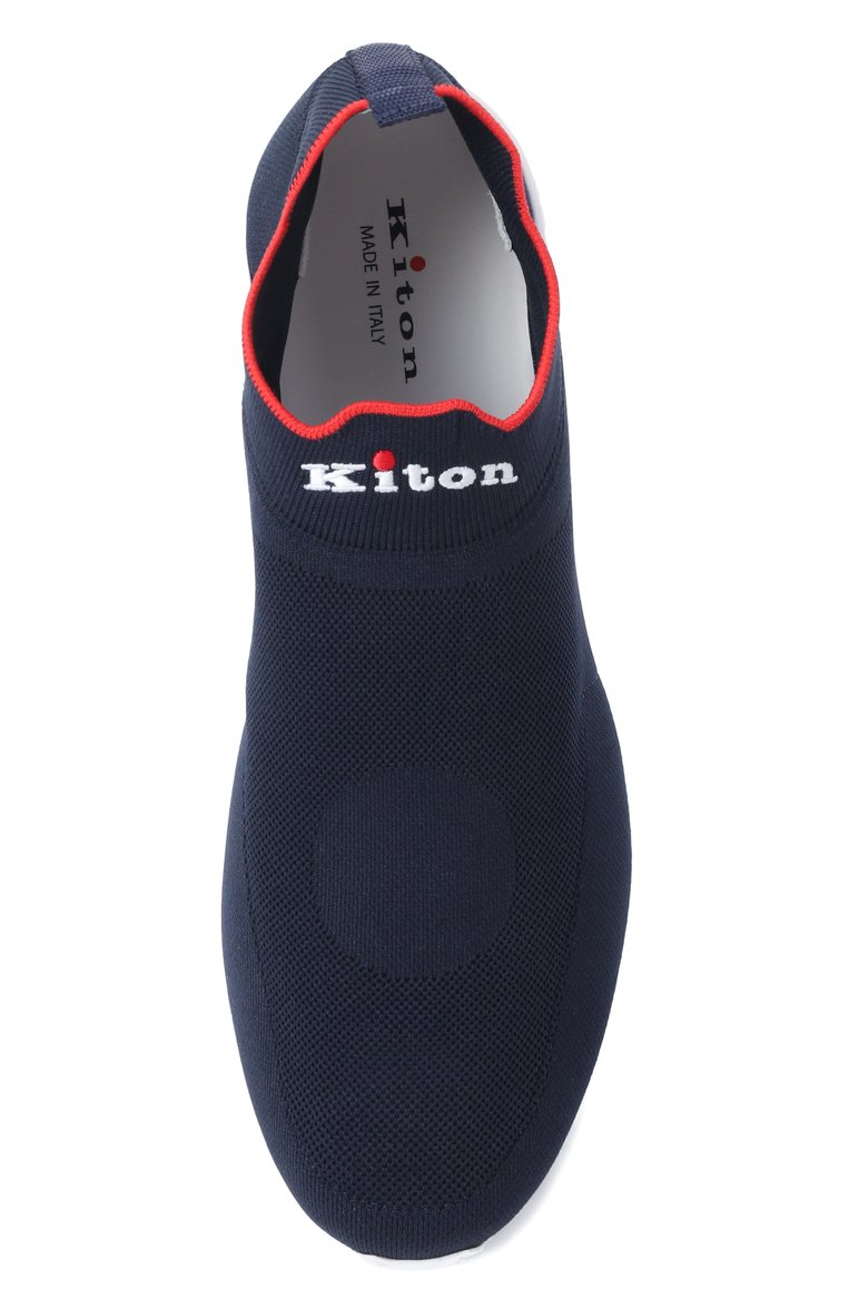 Мужские текстильные кроссовки KITON темно-синего цвета, арт. USSA089N0104502 | Фото 6 (Материал внутренний: Натуральная кожа; Материал внешний: Текстиль; Драгоценные камни: Проставлено; Материал сплава: Проставлено; Подошва: Массивная; Материал утеплителя: Без утеплителя; Кросс-КТ: Низкие; Стили: Классический)