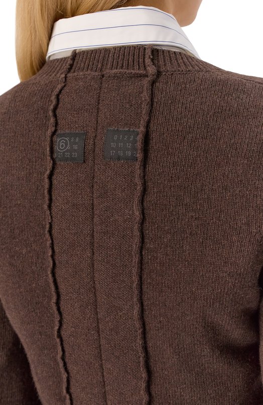 Шерстяной пуловер MM6 S62HN0007/M13187 Коричневый  S62HN0007/M13187 Фото 5