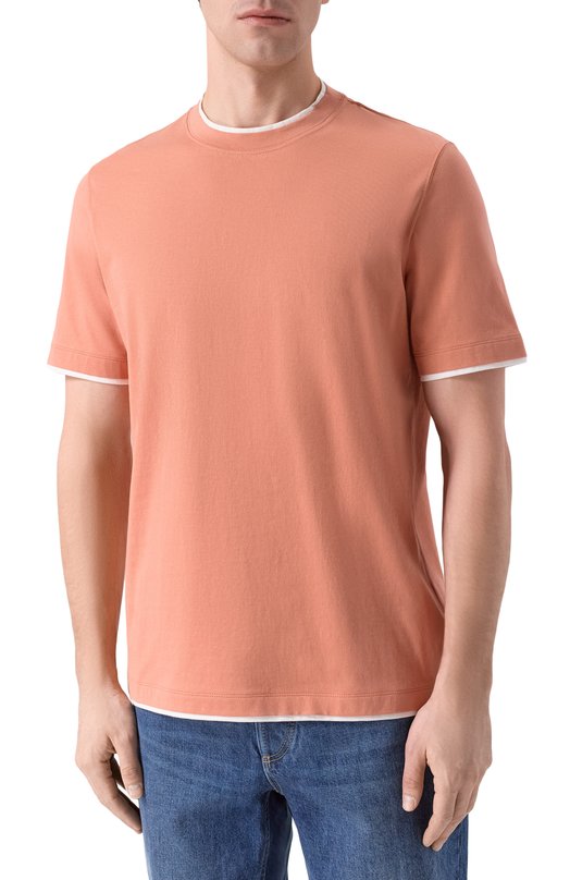 Хлопковая футболка Brunello Cucinelli M0B137427 Розовый  M0B137427 Фото 3
