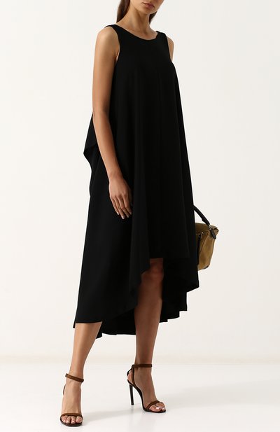 Однотонное хлопковое платье-миди свободного кроя YOHJI YAMAMOTO, арт. NW-D19-816, фото 2