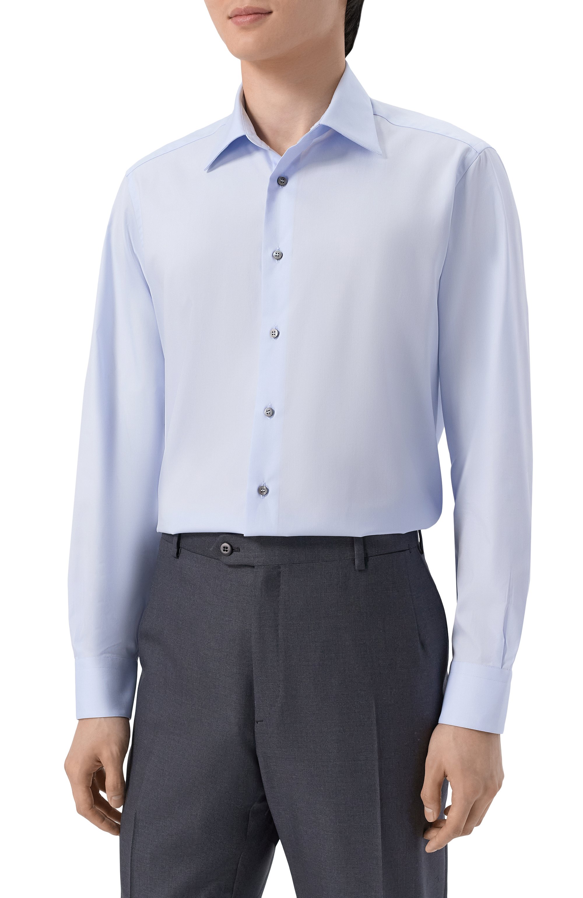 Хлопковая сорочка ZILLI голубого цвета по цене 99500 руб., арт. F0RF01M010059655U, фото 3 Хлопковая сорочка ZILLI, арт. F0RF01M010059655U, фото 3