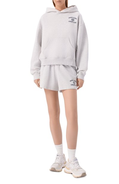 Женский хлопковое худи SPORTY AND RICH, арт. ST0957842GY03/S&amp;R LUXURY CLUB H00DIE