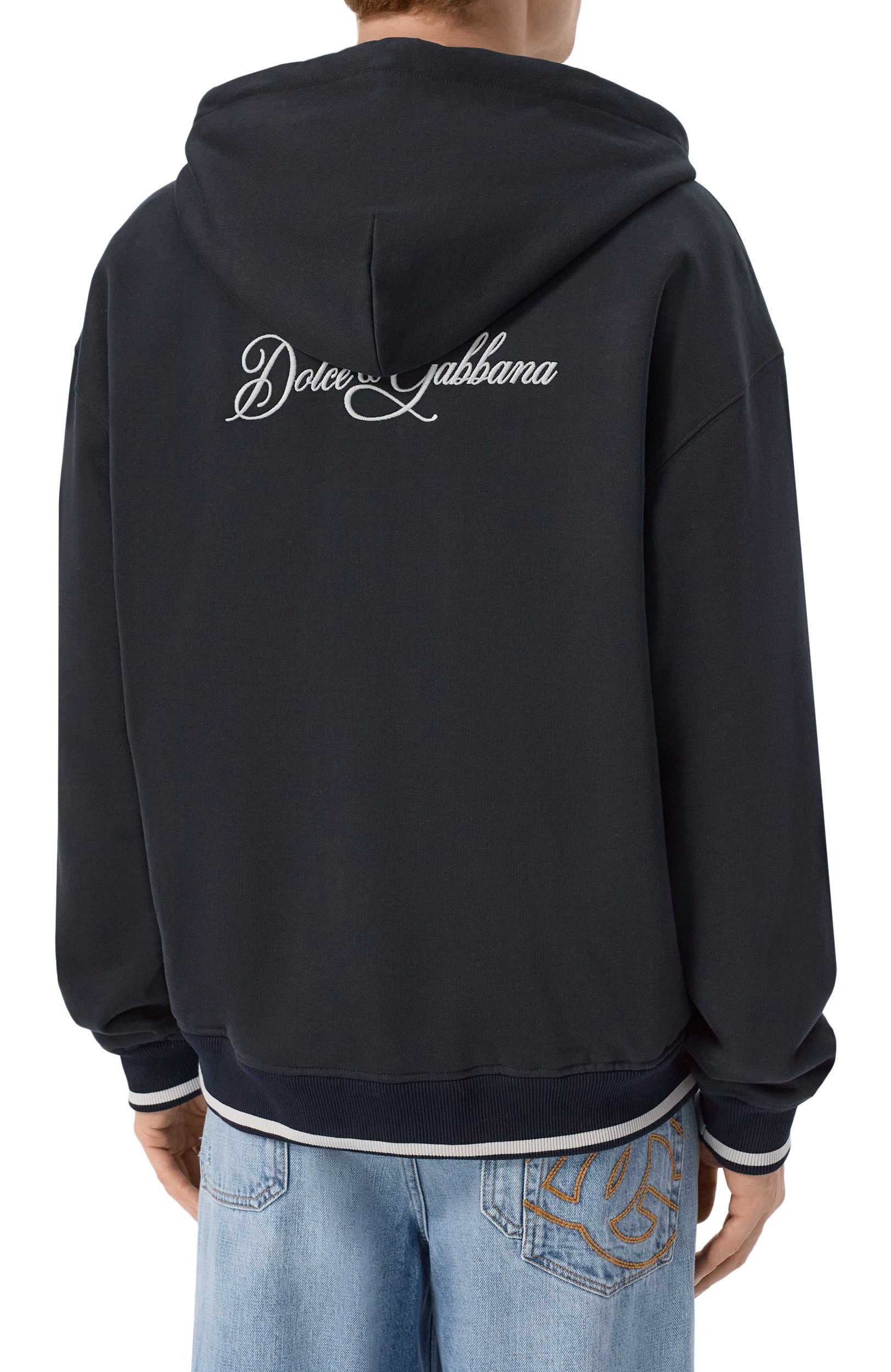 Хлопковая толстовка DOLCE & GABBANA темно-синего цвета по цене 189500 руб., арт. G9CEFZ/G7P9L, фото 4 Хлопковая толстовка DOLCE & GABBANA, арт. G9CEFZ/G7P9L, фото 4