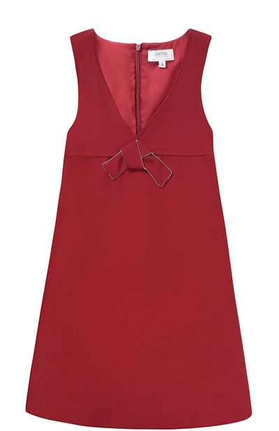 Платье с завышенной талией и бантом ALETTA бордового цвета по цене 15950 руб., арт. AF777381N/4A-8A, фото 1 Платье с завышенной талией и бантом ALETTA, арт. AF777381N/4A-8A, фото 1