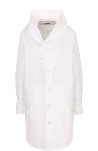 Женская однотонная хлопковая блуза с капюшоном YOHJI YAMAMOTO, арт. FE-B53-001