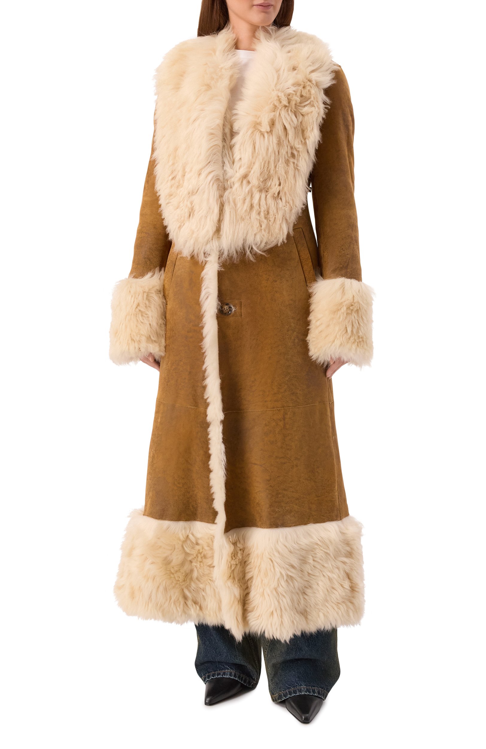 Дубленка из овчины ANN DEMEULEMEESTER бежевого цвета по цене 987000 руб., арт. B0014490/FR009, фото 3 Дубленка из овчины ANN DEMEULEMEESTER, арт. B0014490/FR009, фото 3