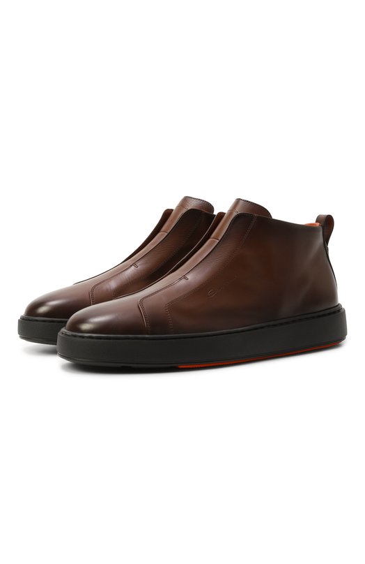 Кожаные кеды Cleanic Santoni MBCG22105SM0T0IL Коричневый MBCG22105SM0T0IL