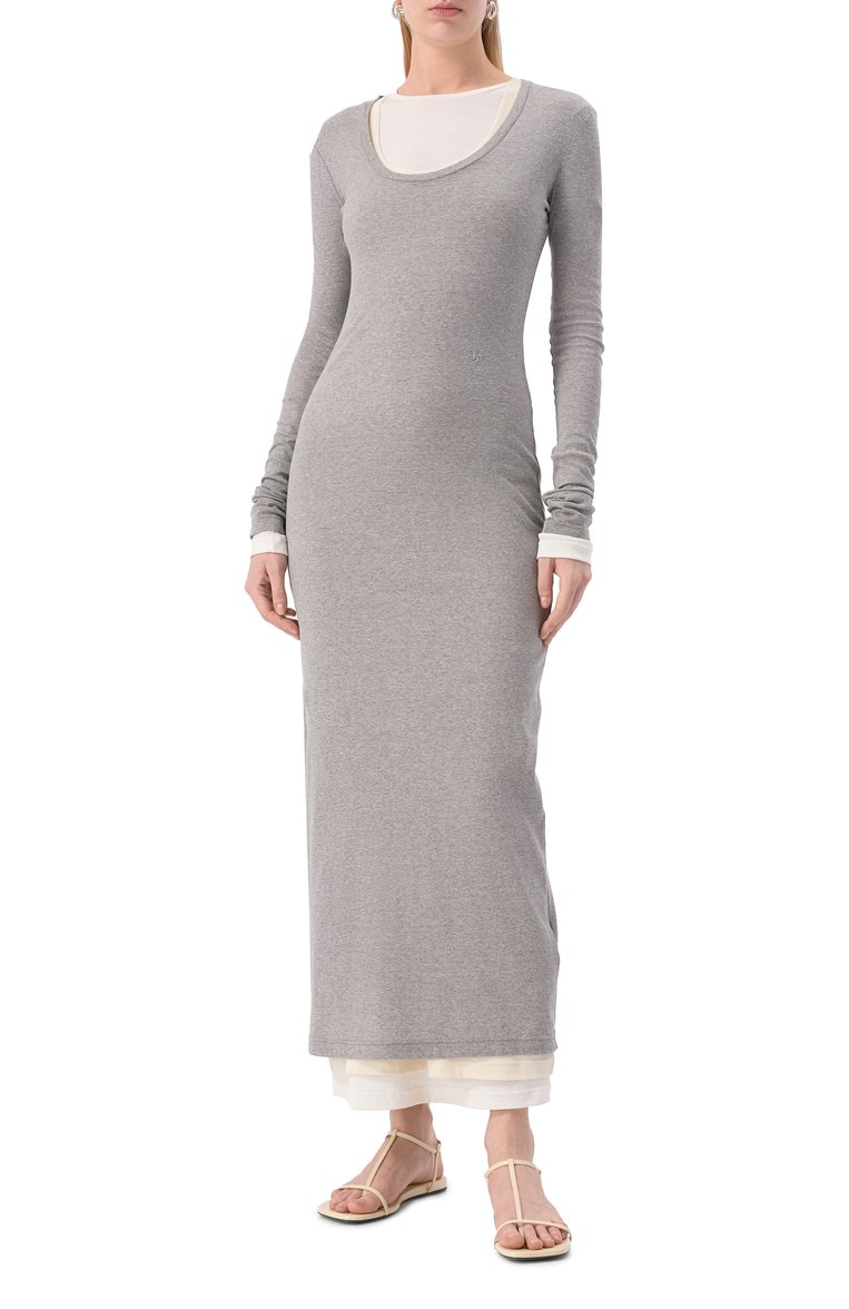 Женское комплект из трех платьев JIL SANDER разноцветного цвета, арт. J40FV0103/JTN357 | Фото 3 (Длина Ж (юбки, платья, шорты): Миди; Автоматизация ТО: Проставлено; Автоматизация состава: Проставлено; Рукава: Длинные; Материал внешний: Хлопок; Случай: Повседневный; Женское Кросс-КТ: Платье-одежда; Стили: Кэжуэл)