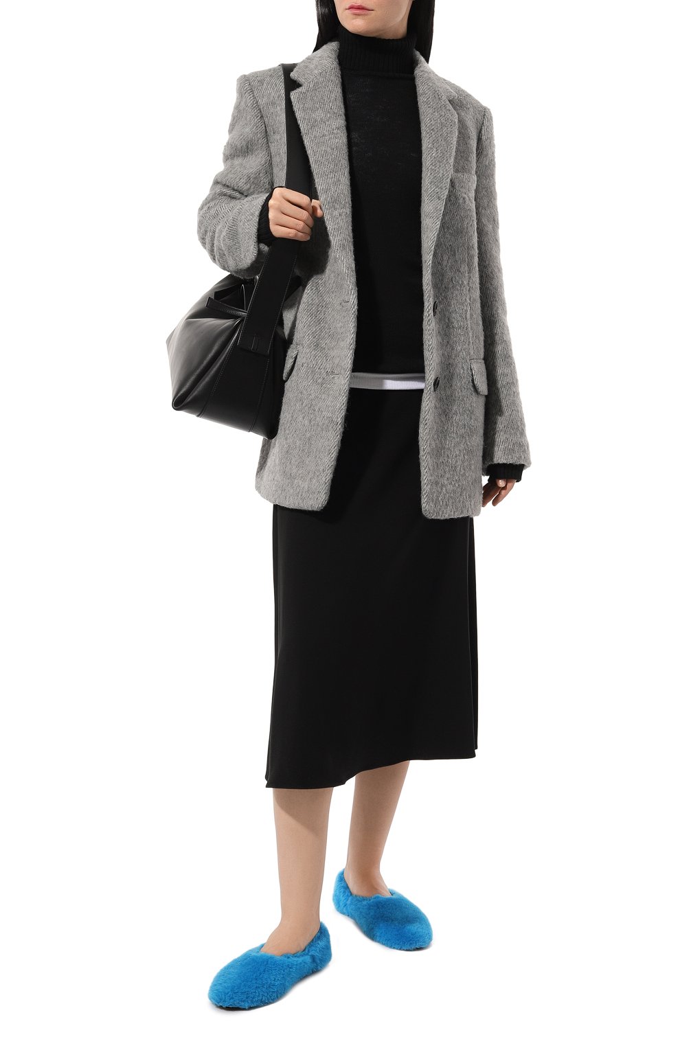 Меховые балетки JIL SANDER бирюзового цвета по цене 76500 руб., арт. J44WZ0004/P6059, фото 2 Меховые балетки JIL SANDER, арт. J44WZ0004/P6059, фото 2