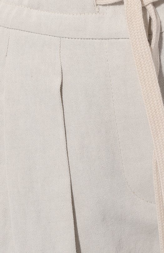 Брюки из хлопка и льна Brunello Cucinelli MH561B1311 Кремовый  MH561B1311 Фото 5