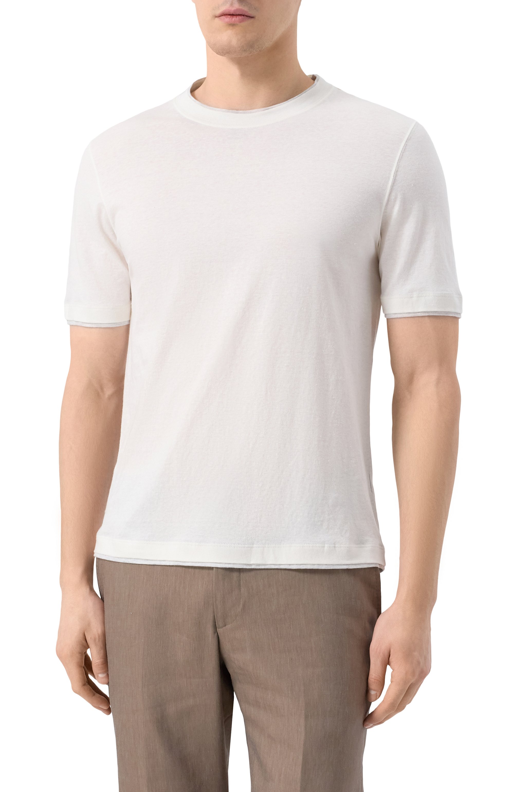 Футболка изо льна и хлопка BRUNELLO CUCINELLI, арт. MW8357427, фото 3