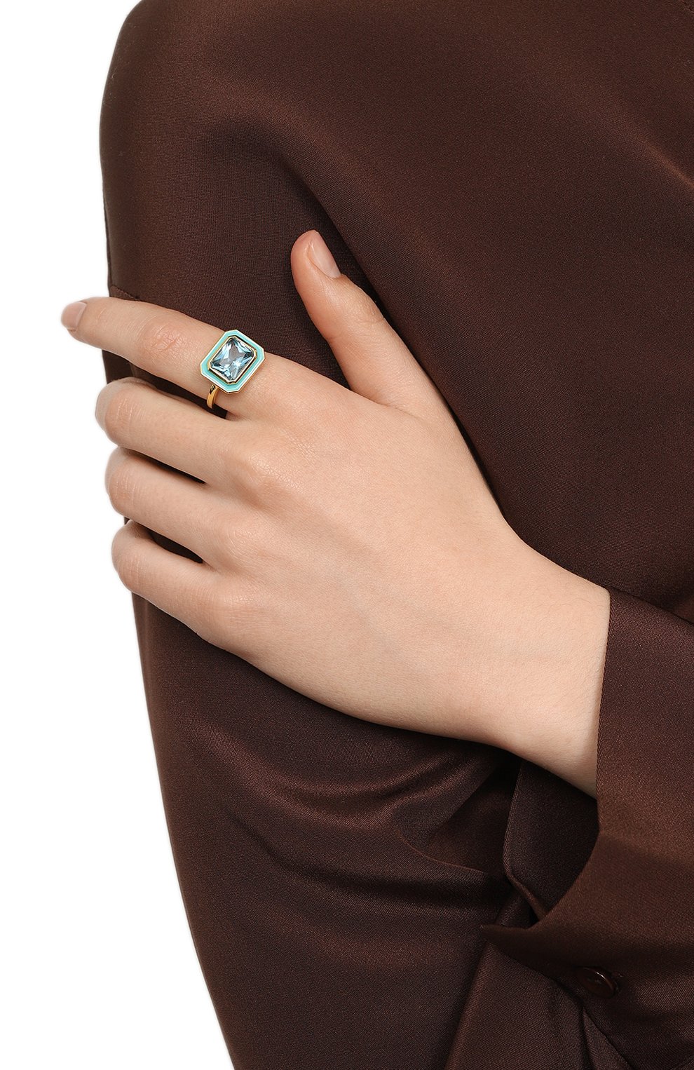 Кольцо LUV AJ бирюзового цвета по цене 11600 руб., арт. ENAM-R-BSR-T-G-7, фото 2 Кольцо LUV AJ, арт. ENAM-R-BSR-T-G-7, фото 2