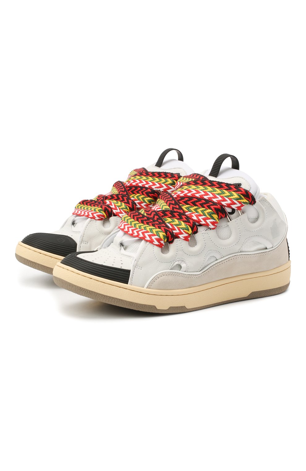 Комбинированные кеды LANVIN белого цвета по цене 99350 руб., арт. FM-SKRK11-DRAG-A20, фото 1 Комбинированные кеды LANVIN, арт. FM-SKRK11-DRAG-A20, фото 1