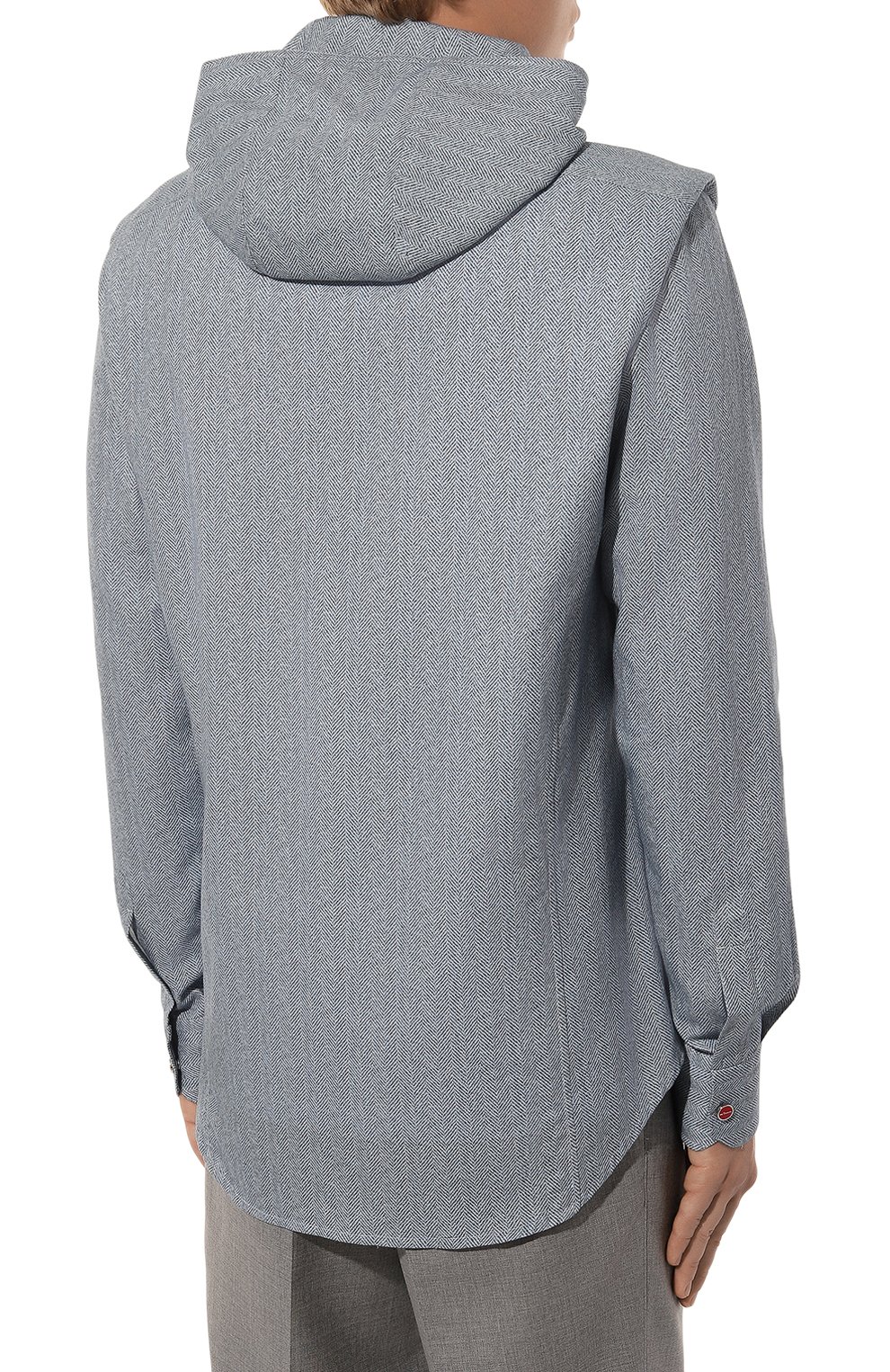 Хлопковая рубашка KITON серого цвета по цене 59950 руб., арт. UMCMARH0908601, фото 4 Хлопковая рубашка KITON, арт. UMCMARH0908601, фото 4