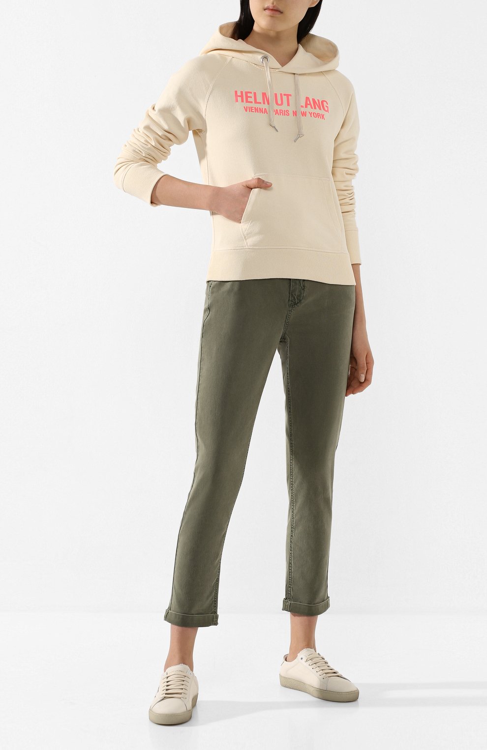 Хлопковое худи HELMUT LANG светло-бежевого цвета по цене 29950 руб., арт. K01DW505, фото 2 Хлопковое худи HELMUT LANG, арт. K01DW505, фото 2