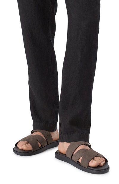 Шлепанцы из нубука DOUCAL'S, арт. DU3299MYK0UF249N, фот�о 3