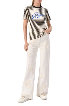 Женские джинсы MSGM молочного цвета, арт. 3841MDP240X/257273 | Фото 2 (Длина (брюки, джинсы): Удлиненные; Материал внешний: Хлопок, Деним; Кросс-КТ: Деним; Детали: Вышивка; Силуэт Ж (брюки и джинсы): Расклешенные; Стили: Кэжуэл; Автоматизация состава: Проставлено; Автоматизация ТО: Проставлено)